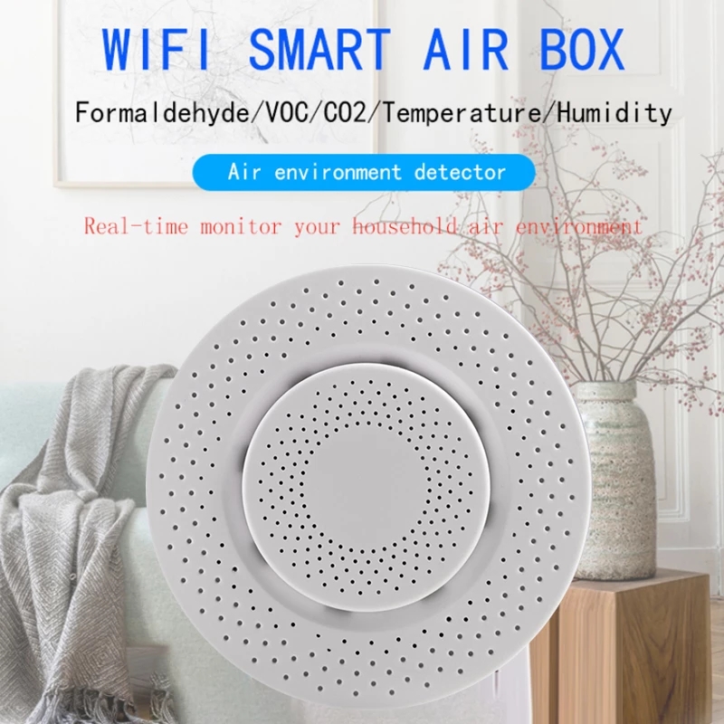 WiFi Smart Air Quality Box 5 in 1 Detector for CH2O & VOC & CO2 & Humidity & Temperature